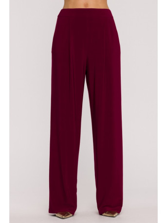 M890 Co-ord set with ruched top and wide leg trousers - maroon