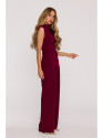 M890 Co-ord set with ruched top and wide leg trousers - maroon