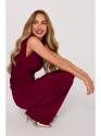 M890 Co-ord set with ruched top and wide leg trousers - maroon