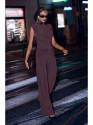 M890 Co-ord set with ruched top and wide leg trousers - brown
