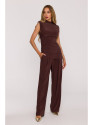 M890 Co-ord set with ruched top and wide leg trousers - brown