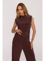 M890 Co-ord set with ruched top and wide leg trousers - brown