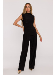 M890 Co-ord set with ruched top and wide leg trousers - black