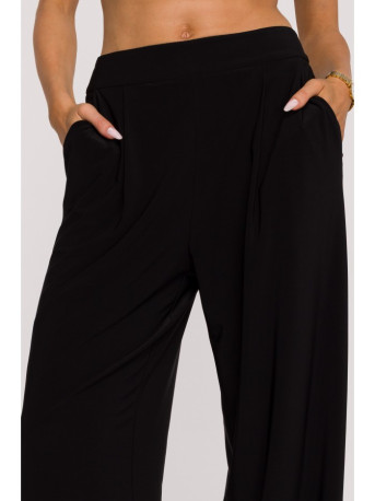 M890 Co-ord set with ruched top and wide leg trousers - black