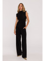 M890 Co-ord set with ruched top and wide leg trousers - black
