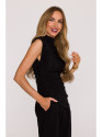 M890 Co-ord set with ruched top and wide leg trousers - black
