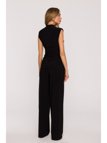 M890 Co-ord set with ruched top and wide leg trousers - black