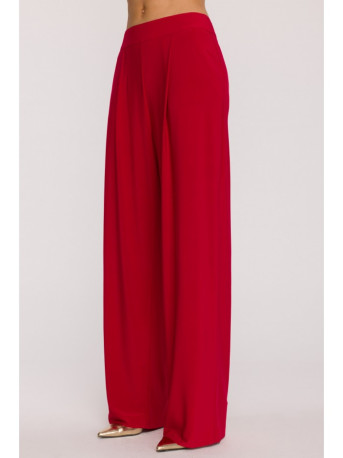 M890 Co-ord set with ruched top and wide leg trousers - red