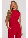 M890 Co-ord set with ruched top and wide leg trousers - red