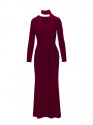 M891 Ruched dress with a sash - maroon