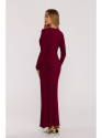 M891 Ruched dress with a sash - maroon