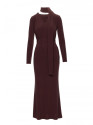M891 Ruched dress with a sash - brown