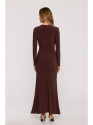 M891 Ruched dress with a sash - brown