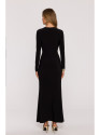 M891 Ruched dress with a sash - black