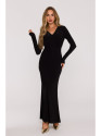 M891 Ruched dress with a sash - black