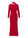 M891 Ruched dress with a sash - red