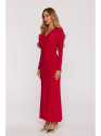 M891 Ruched dress with a sash - red
