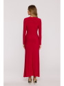 M891 Ruched dress with a sash - red
