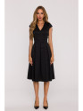 M892 Fit & flare dress with box pleats - black