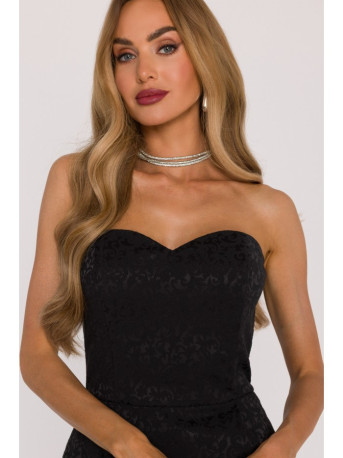 M893 Layered corset - style dress with chiffon skirt - black