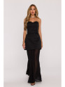 M893 Layered corset - style dress with chiffon skirt - black