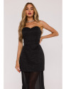 M893 Layered corset - style dress with chiffon skirt - black
