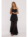 M893 Layered corset - style dress with chiffon skirt - black