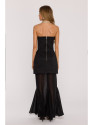 M893 Layered corset - style dress with chiffon skirt - black