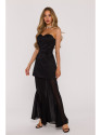 M893 Layered corset - style dress with chiffon skirt - black