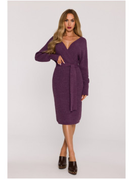 M810 Sweater dress with V-neck - heather