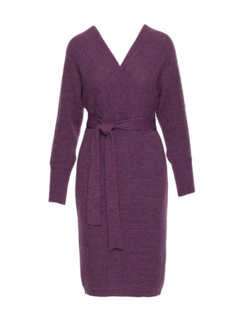 M810 Sweater dress with V-neck - heather
