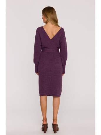 M810 Sweater dress with V-neck - heather