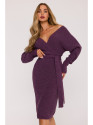 M810 Sweater dress with V-neck - heather