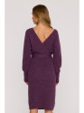 M810 Sweater dress with V-neck - heather