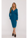 M810 Sweater dress with V-neck - ocean blue