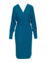 M810 Sweater dress with V-neck - ocean blue
