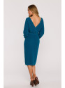M810 Sweater dress with V-neck - ocean blue