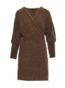 M631 Wrap sweater dress with a tie detail - caramel