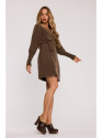 M631 Wrap sweater dress with a tie detail - caramel