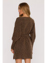 M631 Wrap sweater dress with a tie detail - caramel