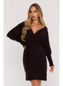 M631 Wrap sweater dress with a tie detail - chocolate