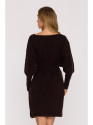 M631 Wrap sweater dress with a tie detail - chocolate