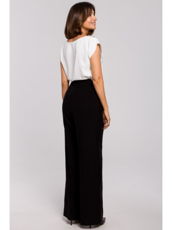 S206 Marškinėliai be rankovių su nėriniuota iškirpte - ecru spalvos