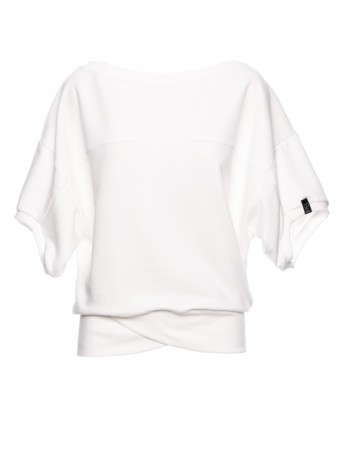 B048 Oversized blouse with a wrap detail - ecru