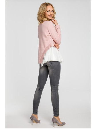 M333 Asimetriška daugiasluoksnė palaidinė - pudros