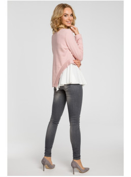 M333 Asimetriška daugiasluoksnė palaidinė - pudros