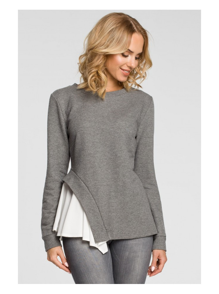 M333 Asimetriška daugiasluoksnė palaidinė - pilka