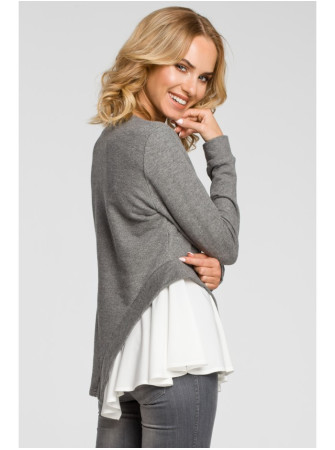 M333 Asimetriška daugiasluoksnė palaidinė - pilka