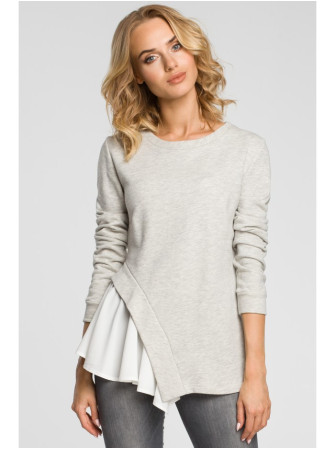 M333 Asimetriška daugiasluoksnė palaidinė - šviesiai pilka