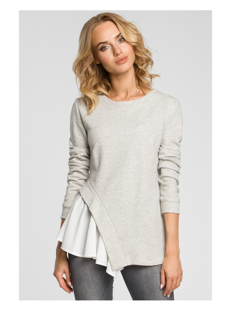 M333 Asimetriška daugiasluoksnė palaidinė - šviesiai pilka